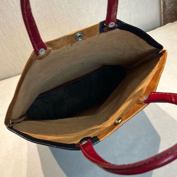 Vtg Texas Lone Star State Leather Handbag TX Flag Stamped Tooled Cities - Picture 10 of 10